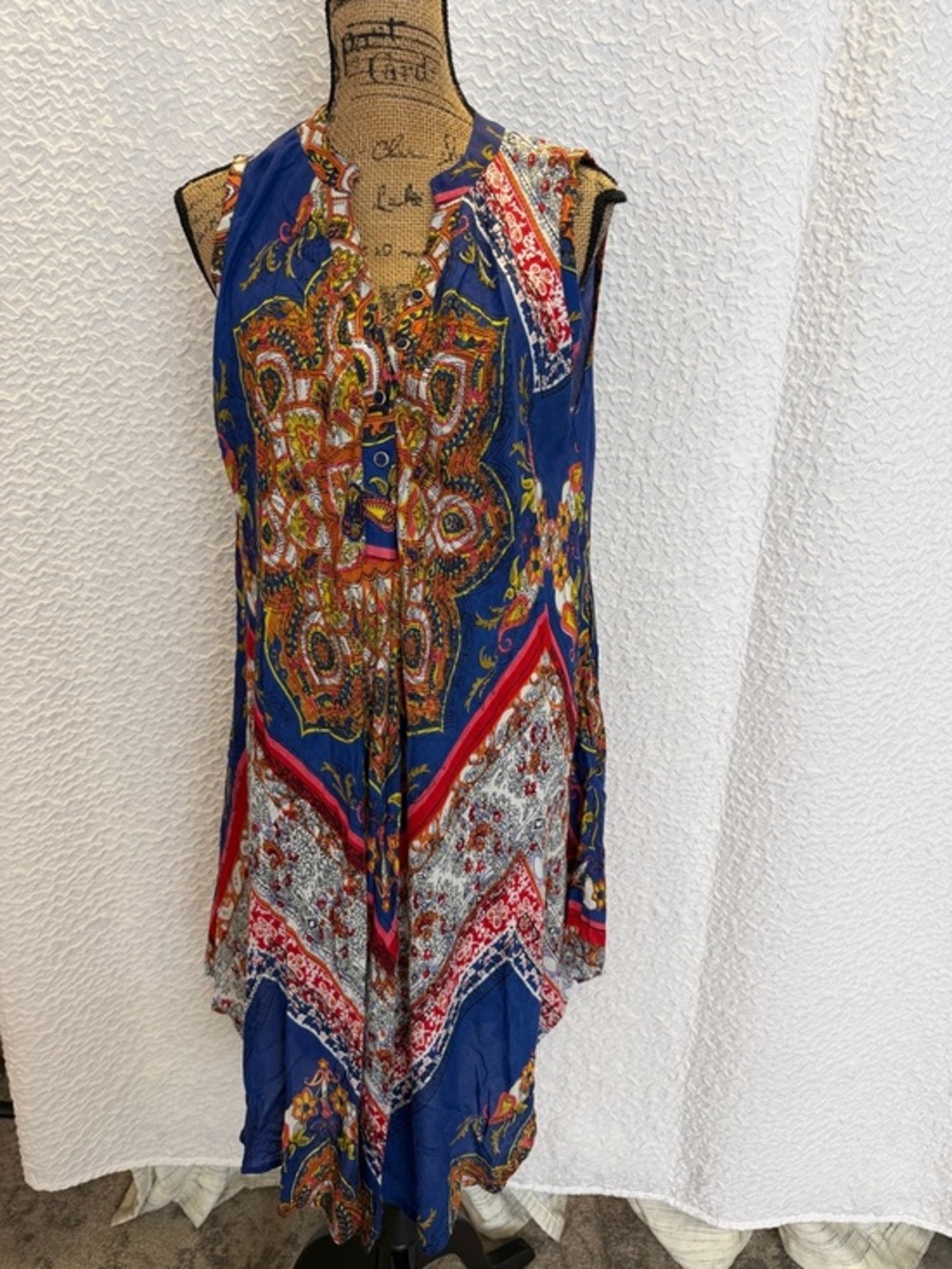 Vibrant Blue Multicolor Boho Dress